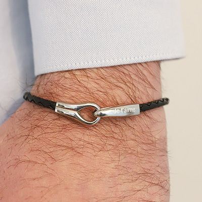 Bracelet Menottes en cuir et Acier