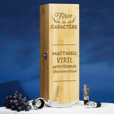 Coffret sommelier personnalisé - 4 accessoires - Force de caractère