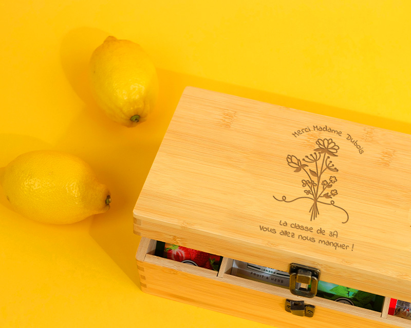 Boîte à thé fleurie personnalisable